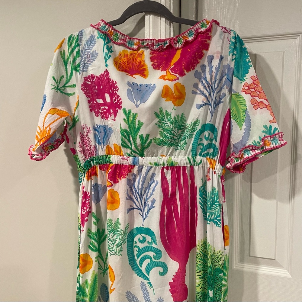 Gretchen Scott sea life ruffle trim cotton dress size M - Picture 6 of 7